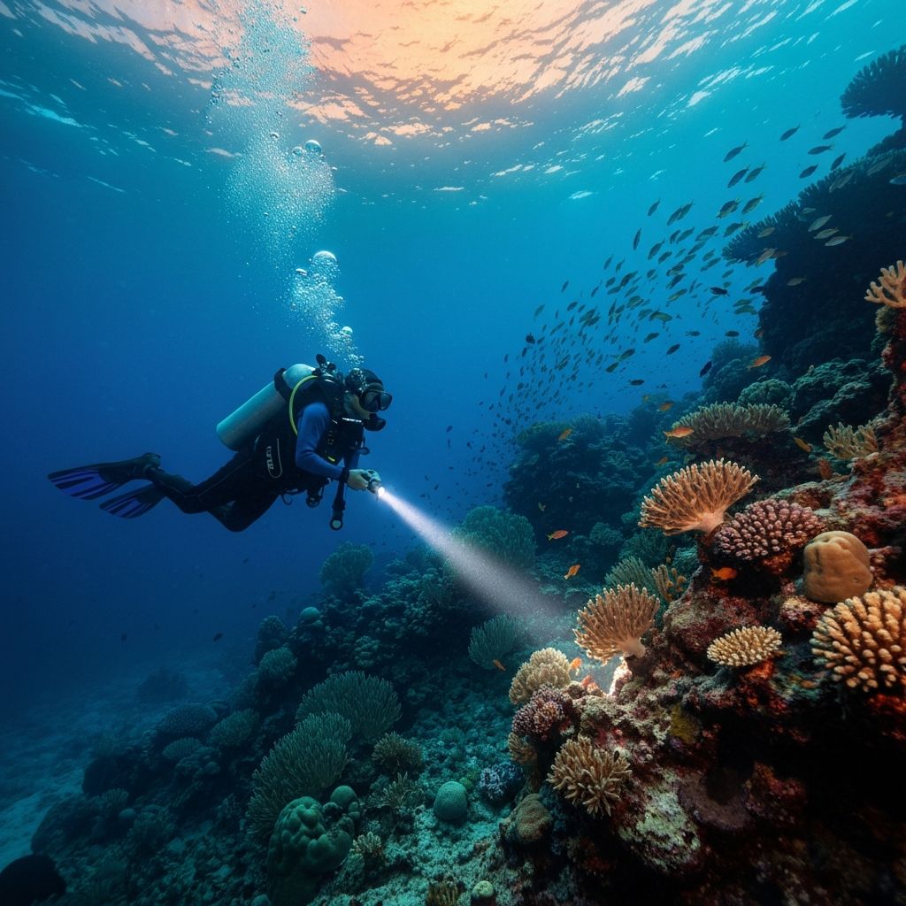 Plongee au coucher de soleil