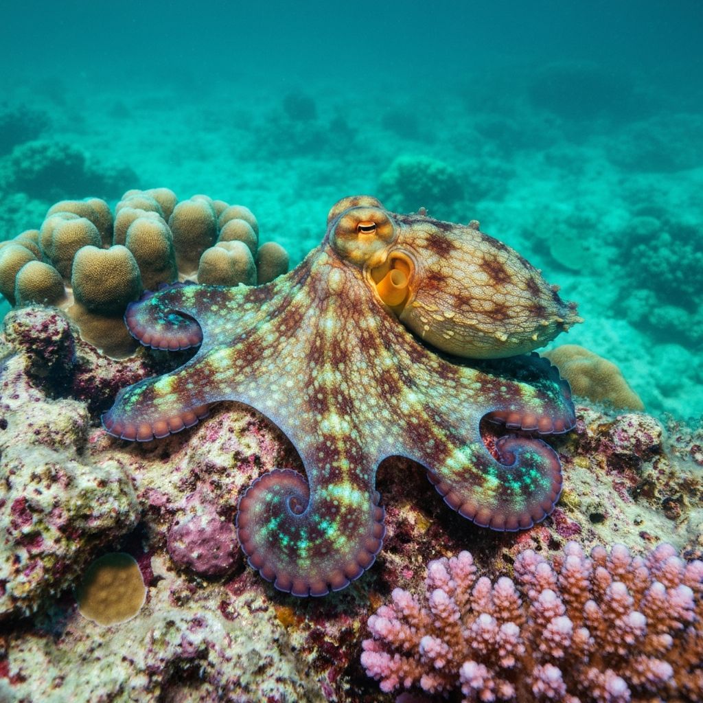 Pieuvre des Caraibes sur le recif