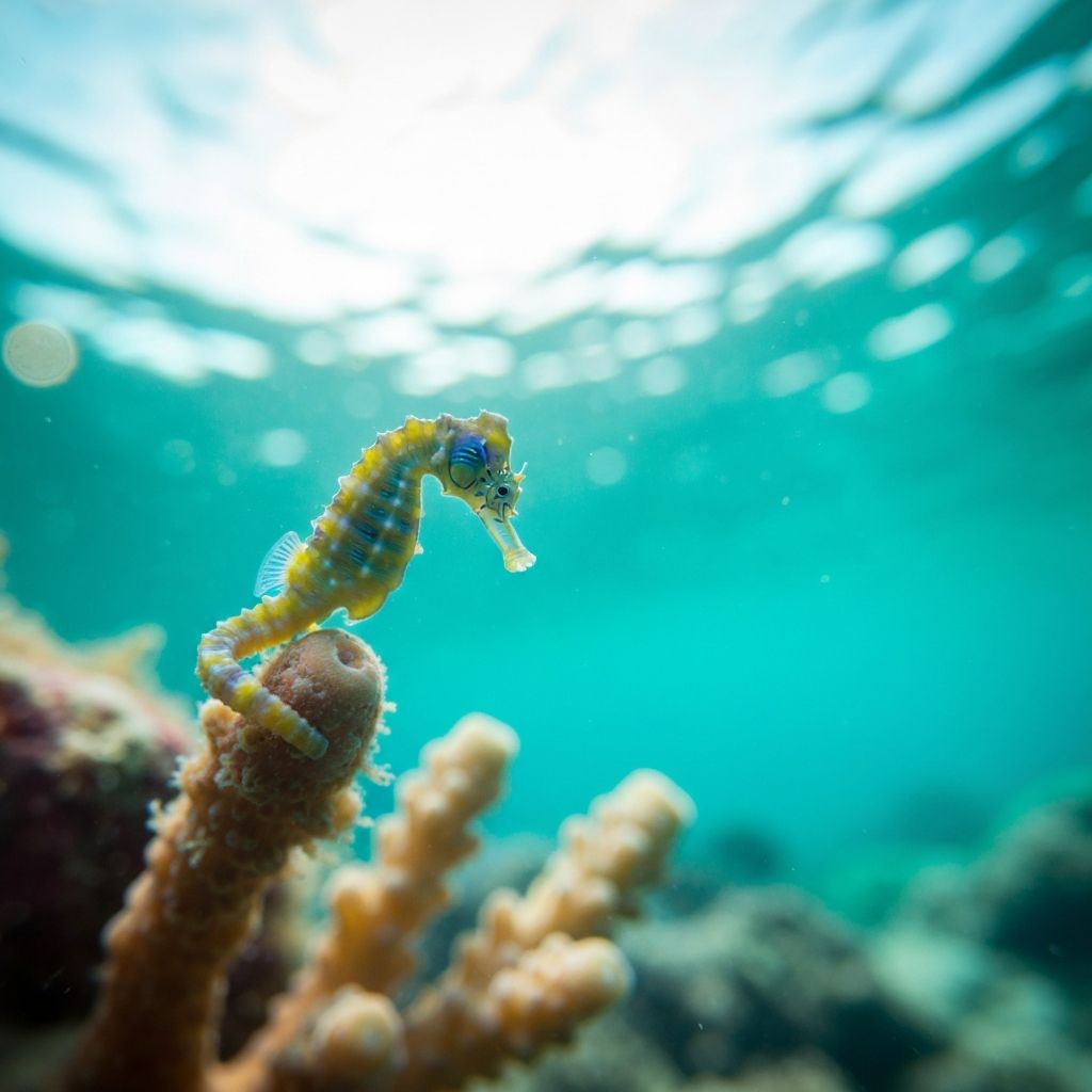 Hippocampe dans les coraux